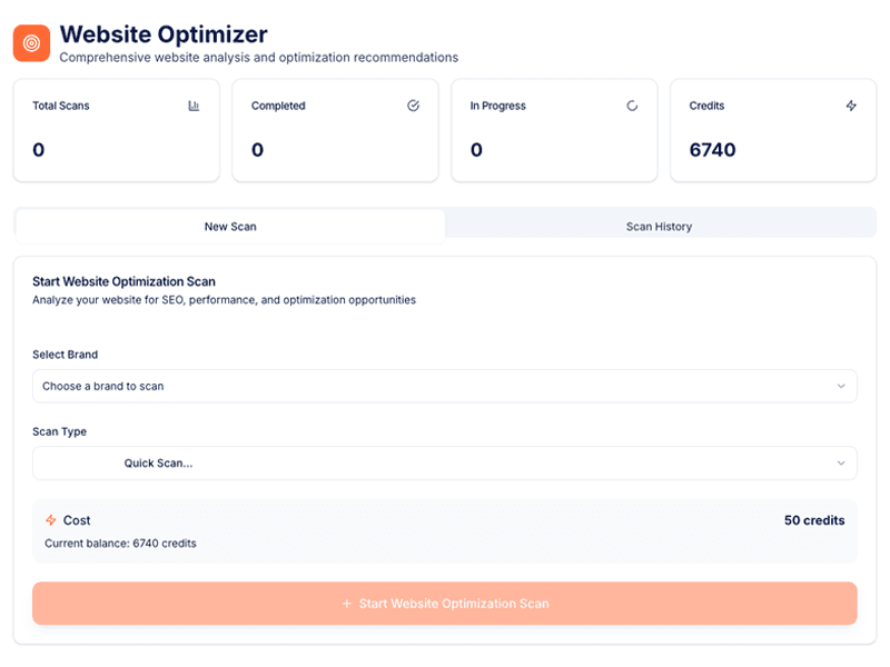 Akii Website Optimizer - Technical Issues Detection Interface