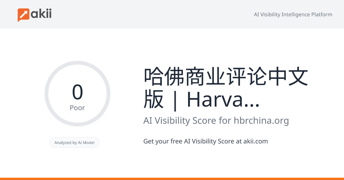 哈佛商业评论中文版 | Harvard Business Review China AI Visibility Score