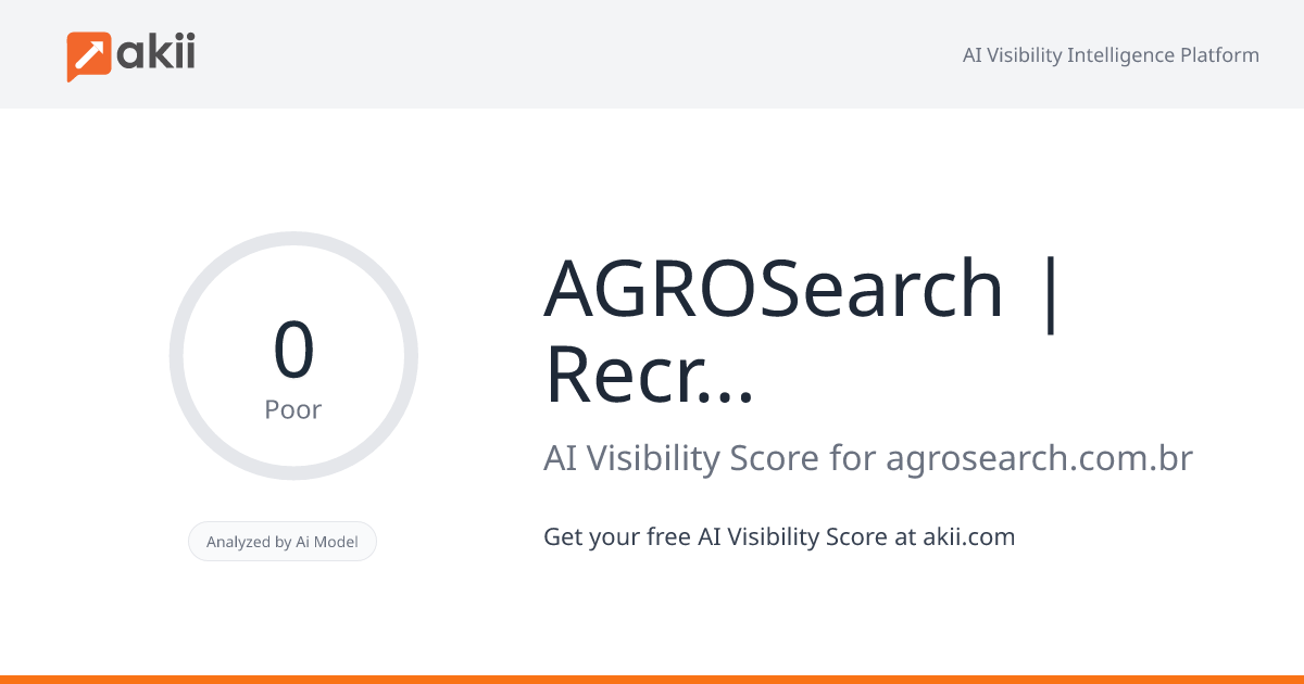 AGROSearch | Recrutamento para o Agronegócio AI Visibility Score