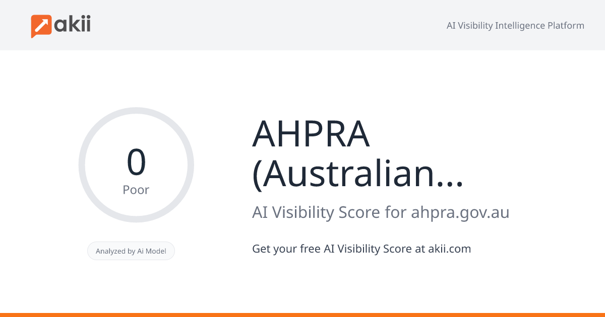 AHPRA (Australian Health Practitioner Regulation Agency) AI Visibility Score