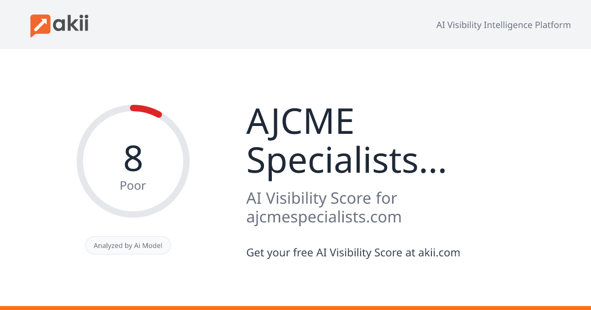 AJCME Specialists DMCC AI Visibility Score