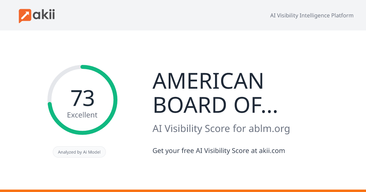 AMERICAN BOARD OF LIFESTYLE MEDICINE AI Visibility Score