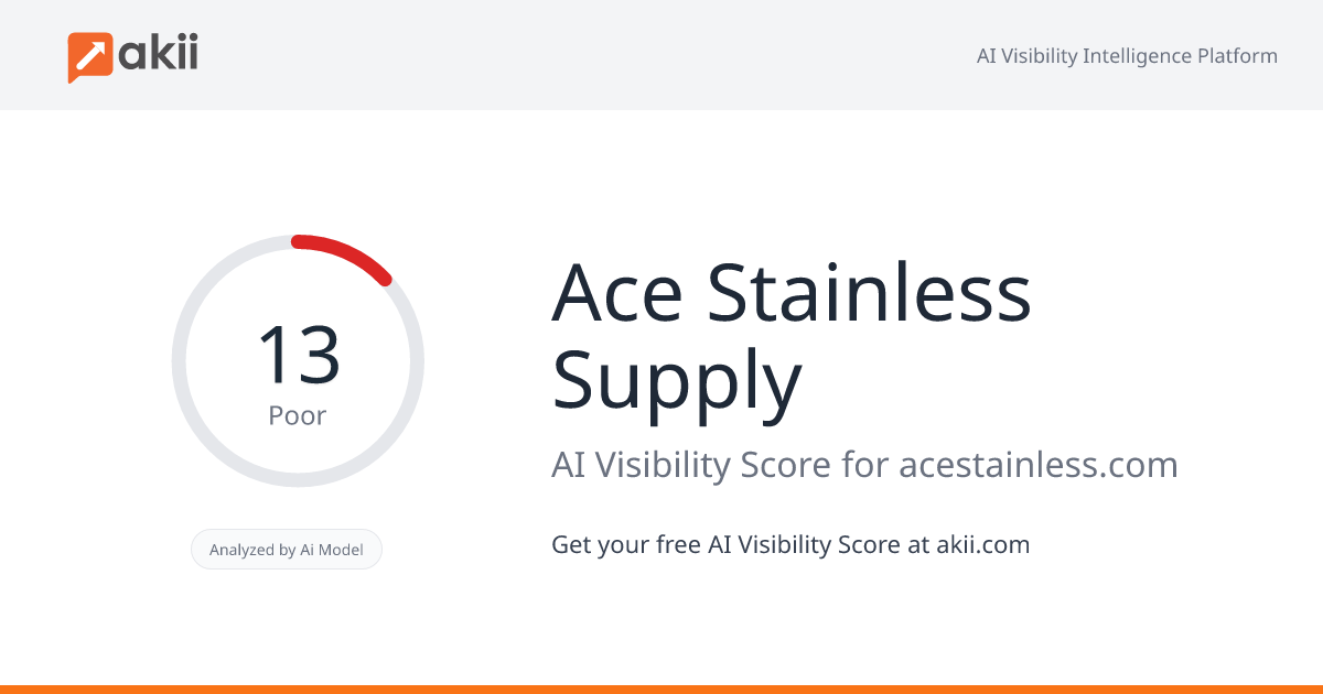 Ace Stainless Supply AI Visibility Score