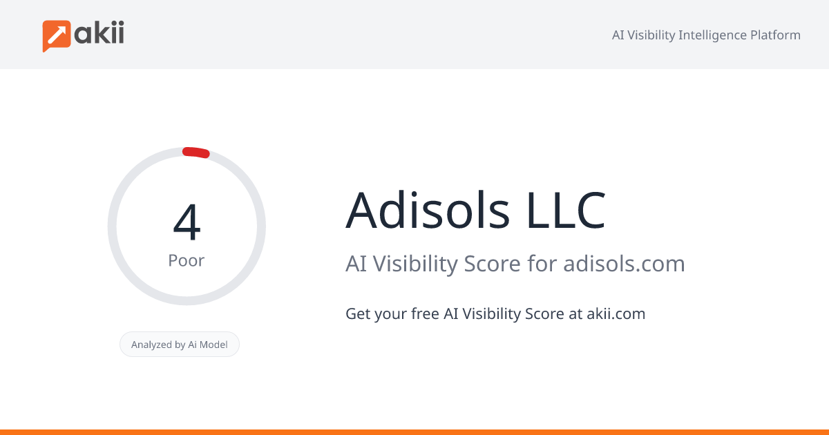 Adisols LLC AI Visibility Score