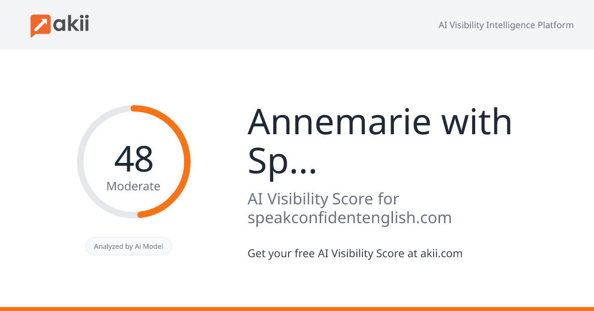 Annemarie with Speak Confident English AI Visibility Score