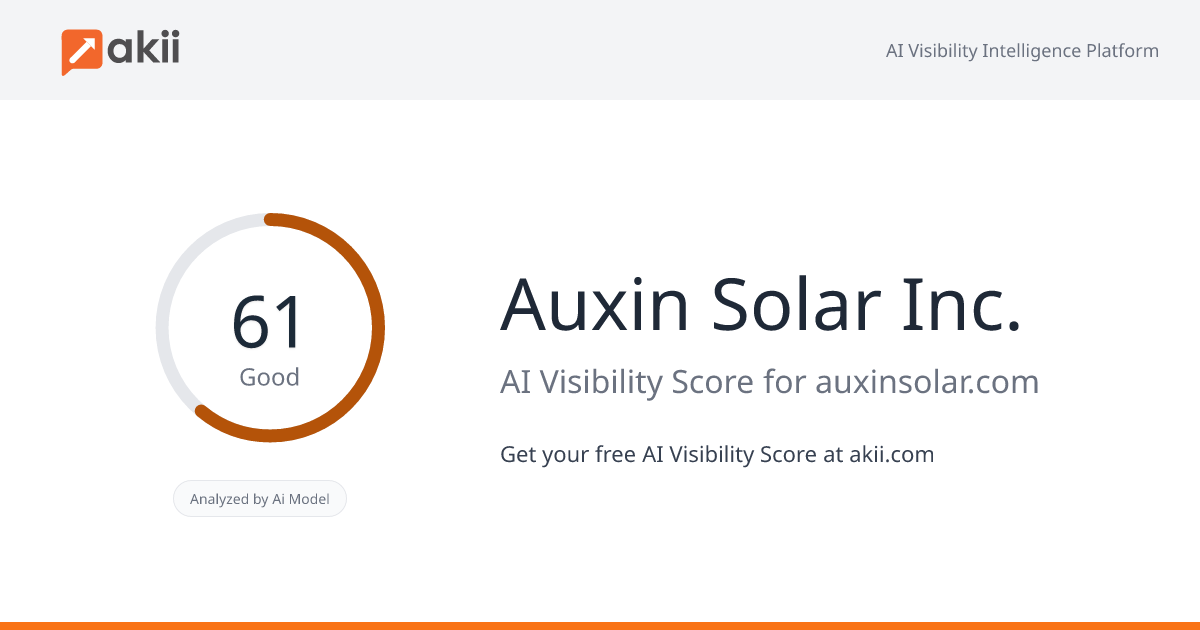 Auxin Solar Inc. AI Visibility Score