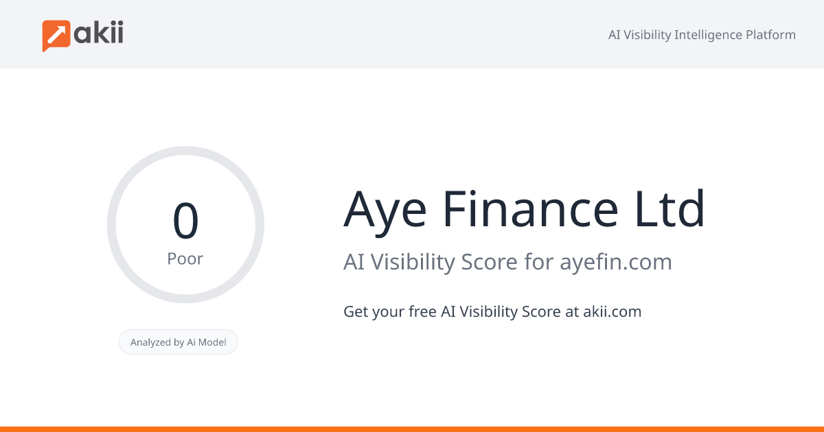 Aye Finance Ltd AI Visibility Score