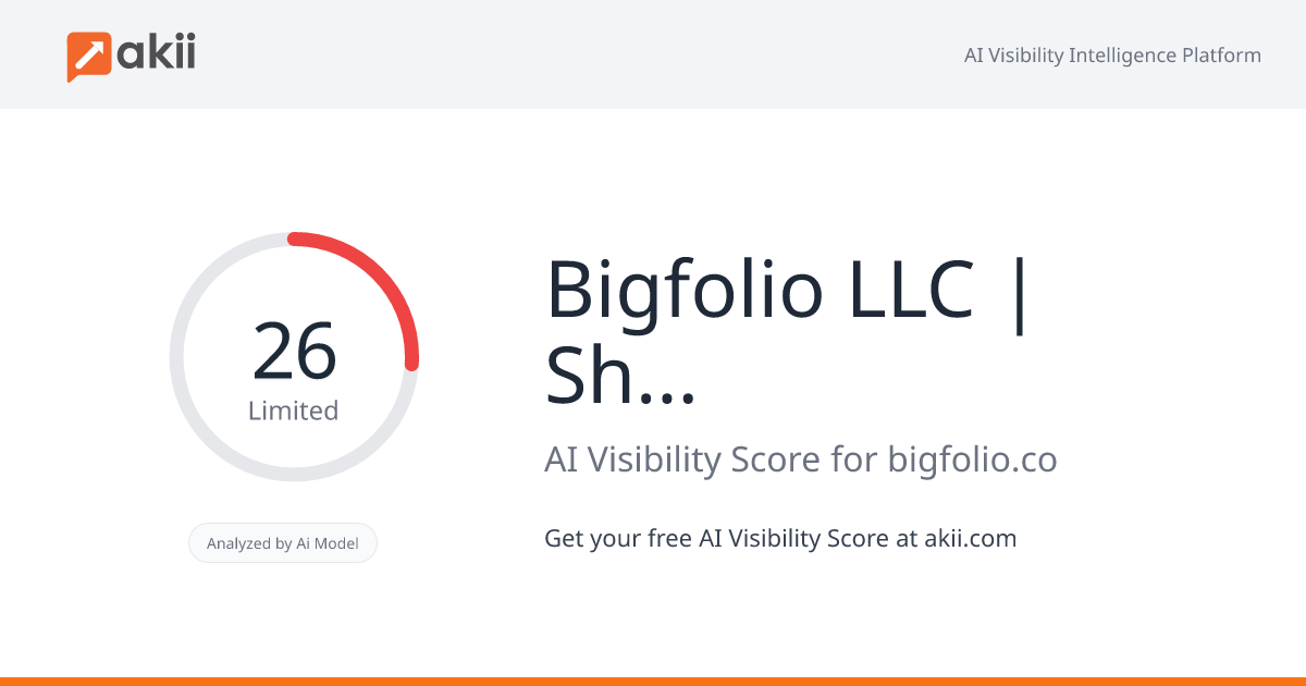Bigfolio LLC | Shopify Plus Partner AI Visibility Score