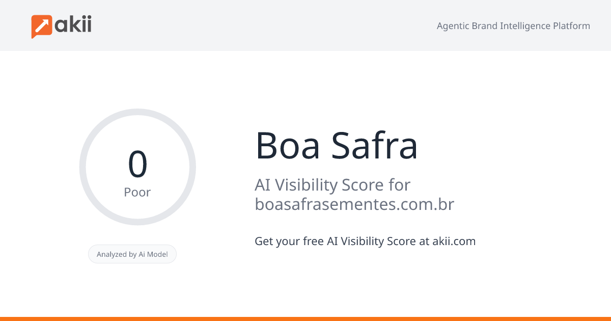 Boa Safra AI Visibility Score