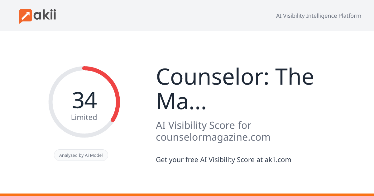 Counselor: The Magazine for Addiction & Behavioral Health Professionals AI Visibility Score