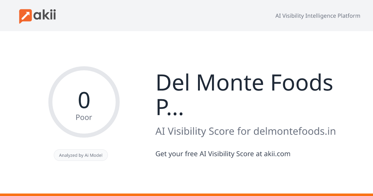 Del Monte Foods Private Limited AI Visibility Score