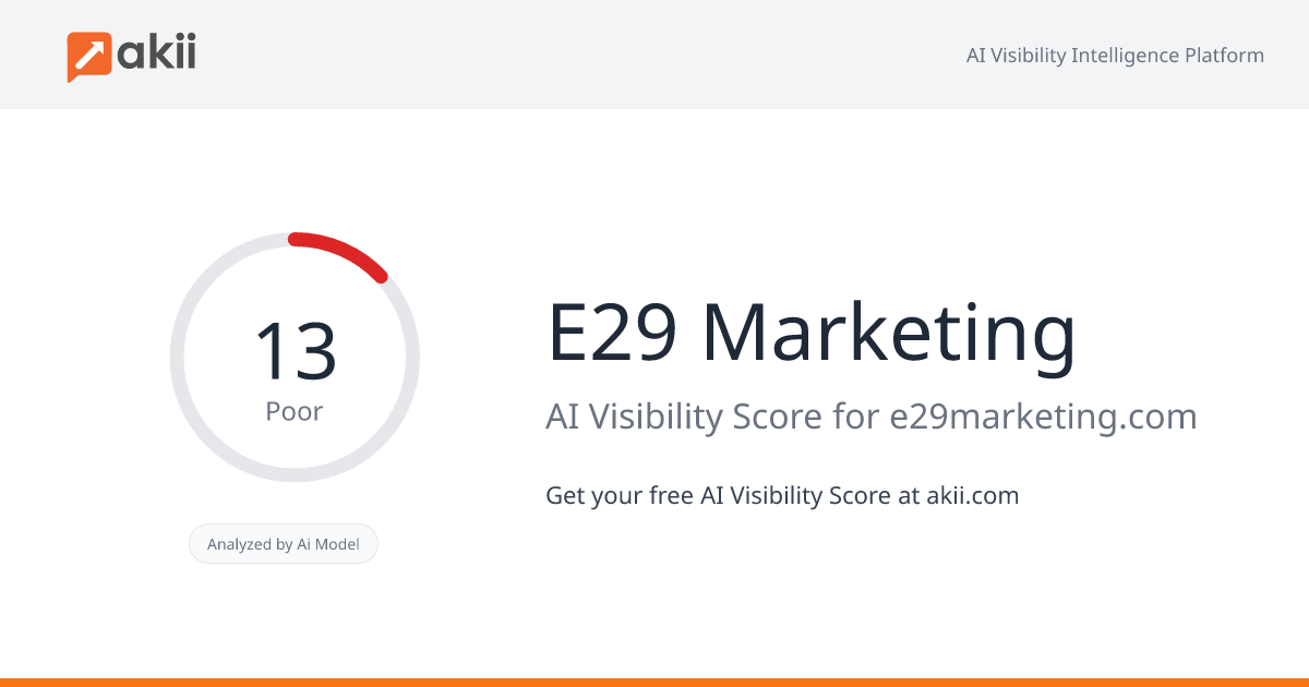 E29 Marketing AI Visibility Score