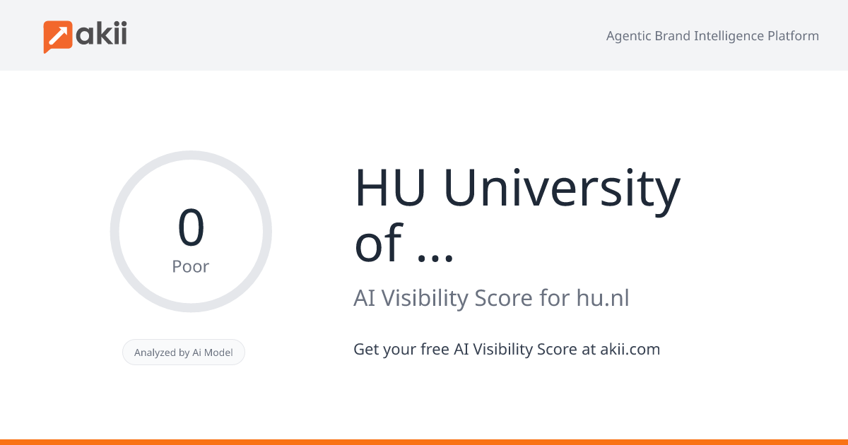 HU University of Applied Sciences Utrecht (Hogeschool Utrecht) AI Visibility Score