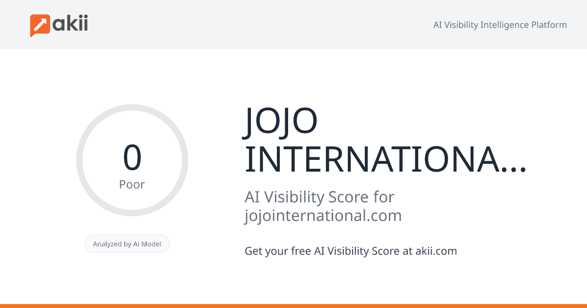 JOJO INTERNATIONAL PVT LTD AI Visibility Score