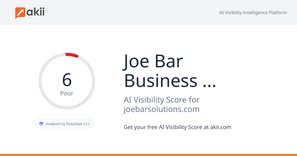 Joe Bar Business Solutions AI Visibility Score