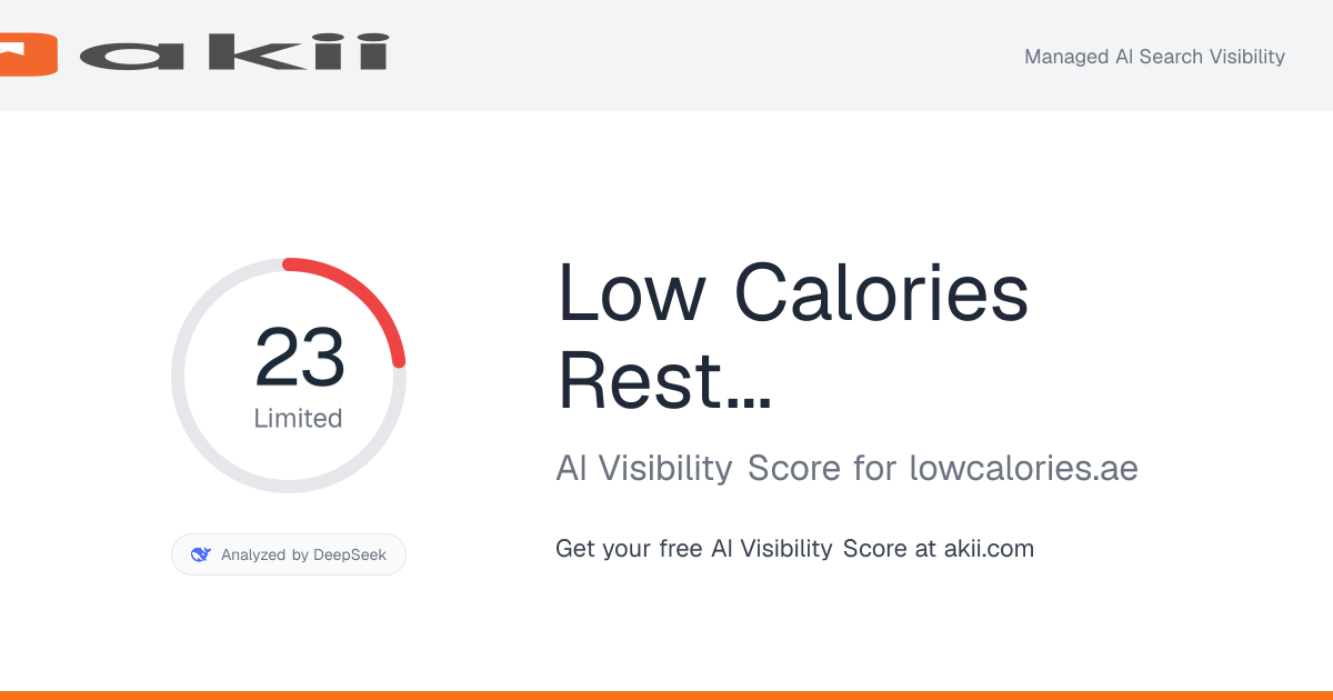 Low Calories Restaurant LLC AI Visibility Score preview