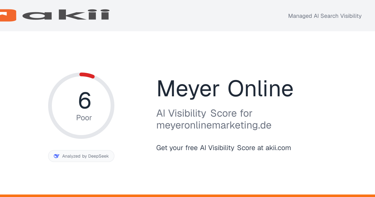 Meyer Online AI Visibility Score preview