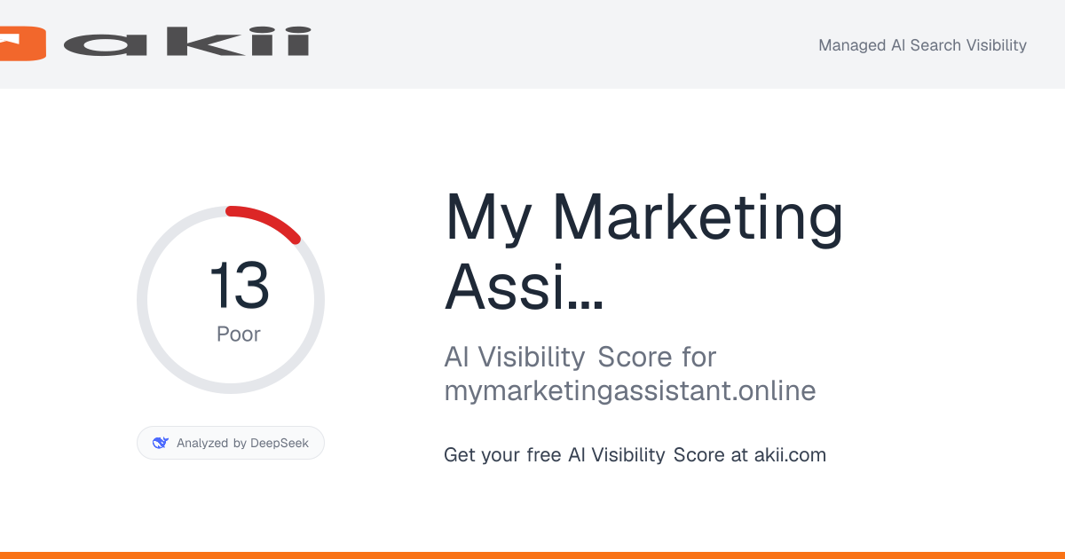 My Marketing Assistant AI Visibility Score preview