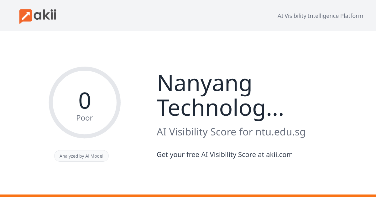Nanyang Technological University Singapore AI Visibility Score