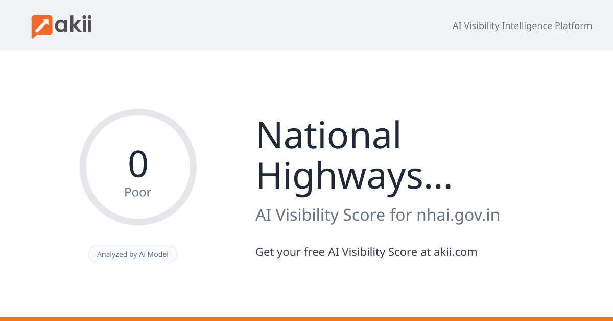 National Highways Authority of India AI Visibility Score