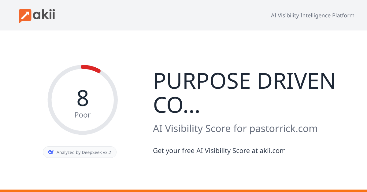 PURPOSE DRIVEN CONNECTION AI Visibility Score