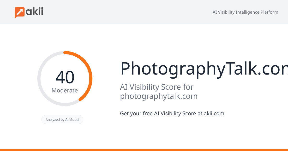 PhotographyTalk.com AI Visibility Score