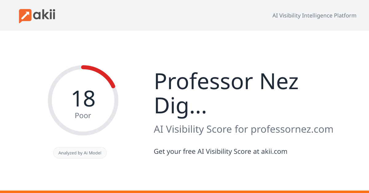 Professor Nez Digital Consulting: Personal Branding | Online Business | Executive Career Coaching AI Visibility Score