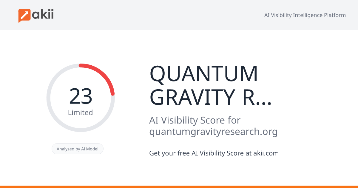 QUANTUM GRAVITY RESEARCH AI Visibility Score