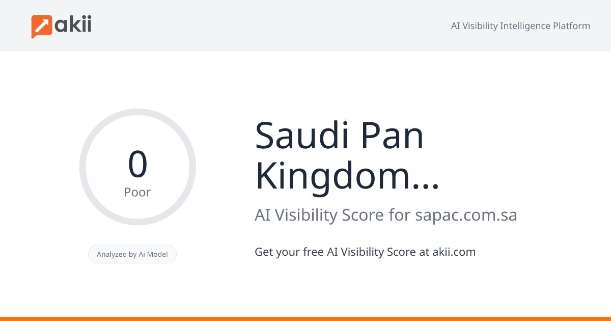 Saudi Pan Kingdom Company - SAPAC AI Visibility Score