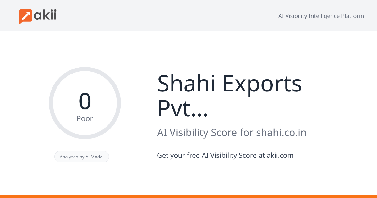 Shahi Exports Pvt Ltd AI Visibility Score