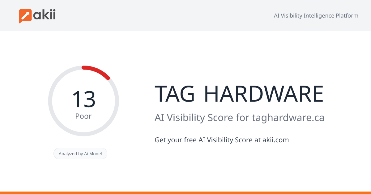 TAG HARDWARE AI Visibility Score
