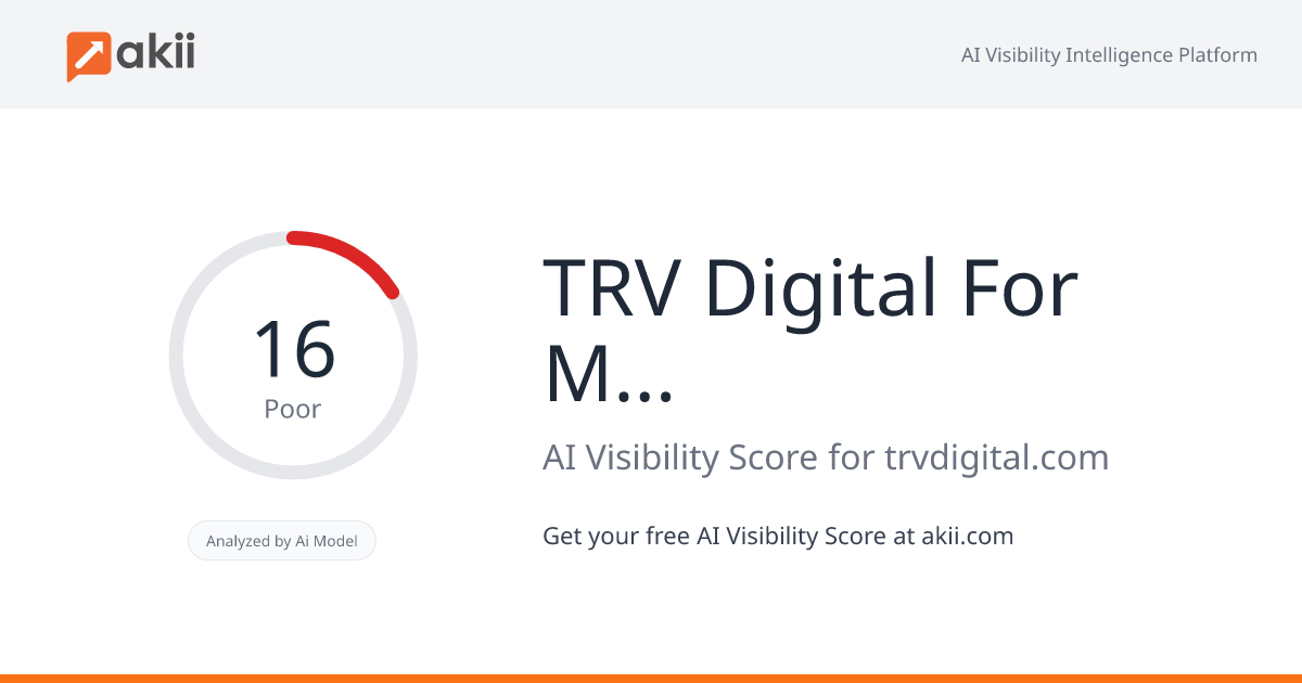 TRV Digital For Marketing and PR AI Visibility Score