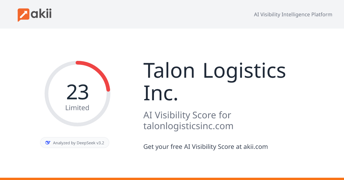 Talon Logistics Inc. AI Visibility Score