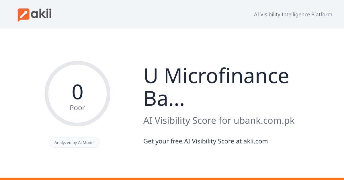 U Microfinance Bank Limited AI Visibility Score