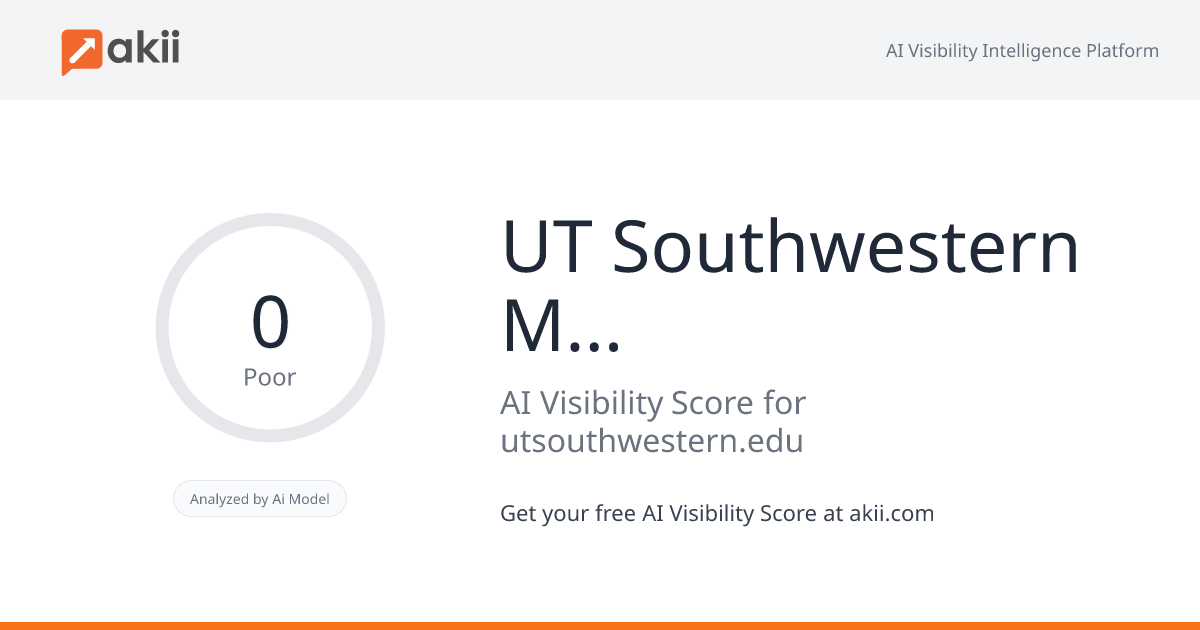 UT Southwestern Medical Center AI Visibility Score