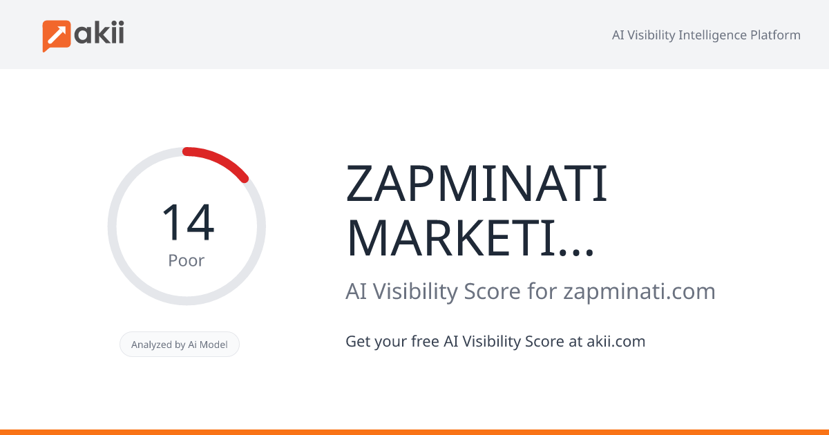 ZAPMINATI MARKETING PRIVATE LTD AI Visibility Score