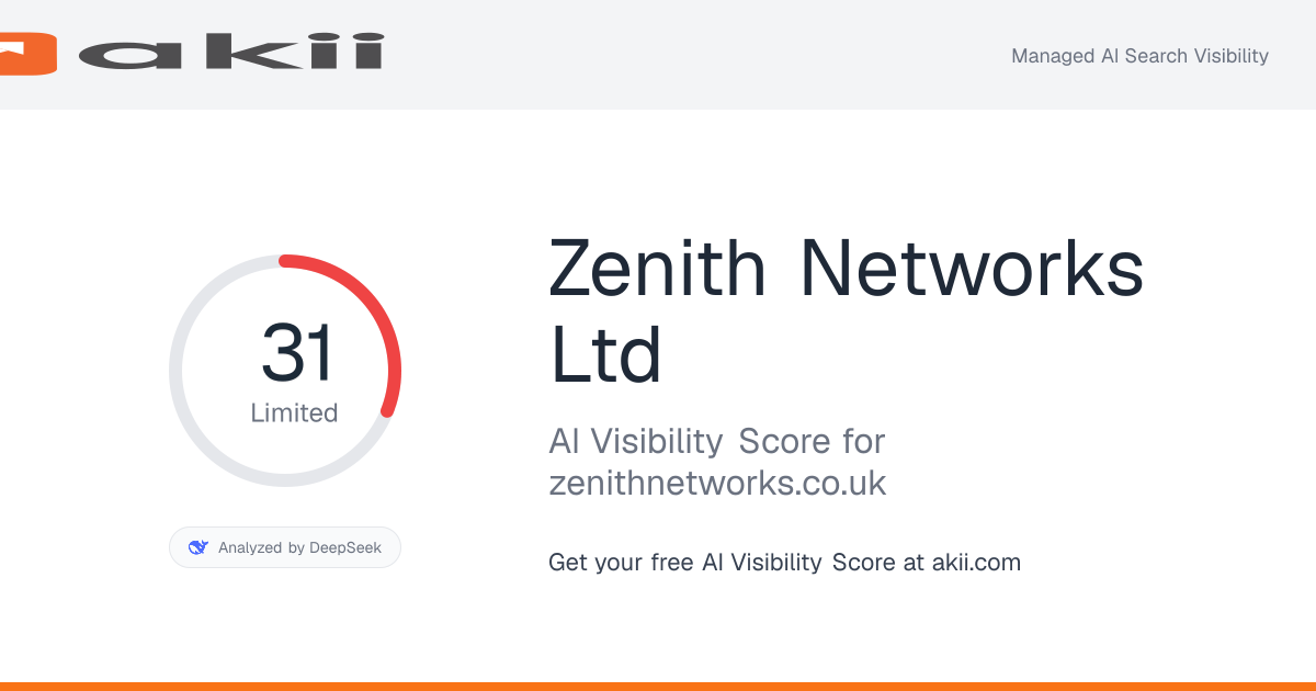 Zenith Networks Ltd AI Visibility Score preview