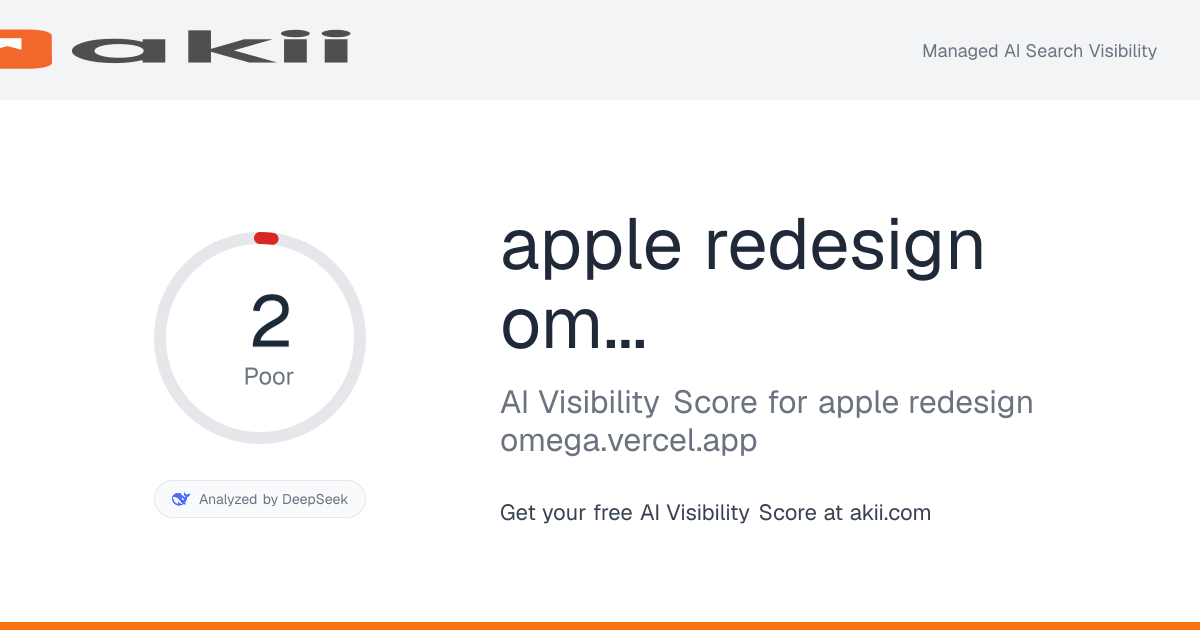 apple-redesign-omega.vercel.app AI Visibility Score preview